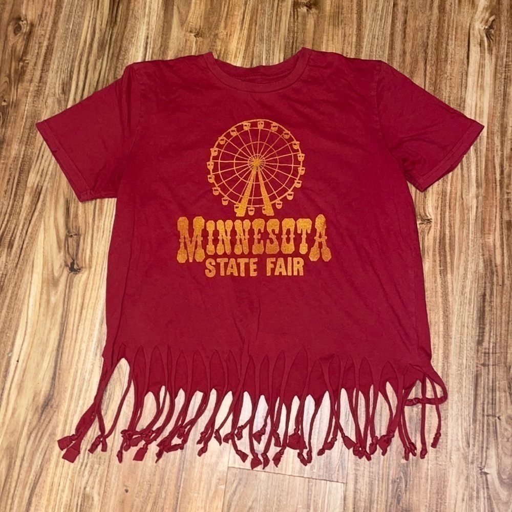 Local pride women’s shirt large top Minnesota state fair tassel upcycled red